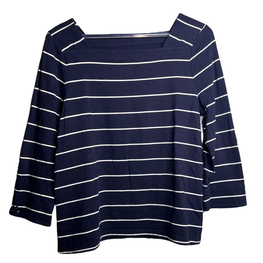 Talbots Striped 3 Quarter Inch Top